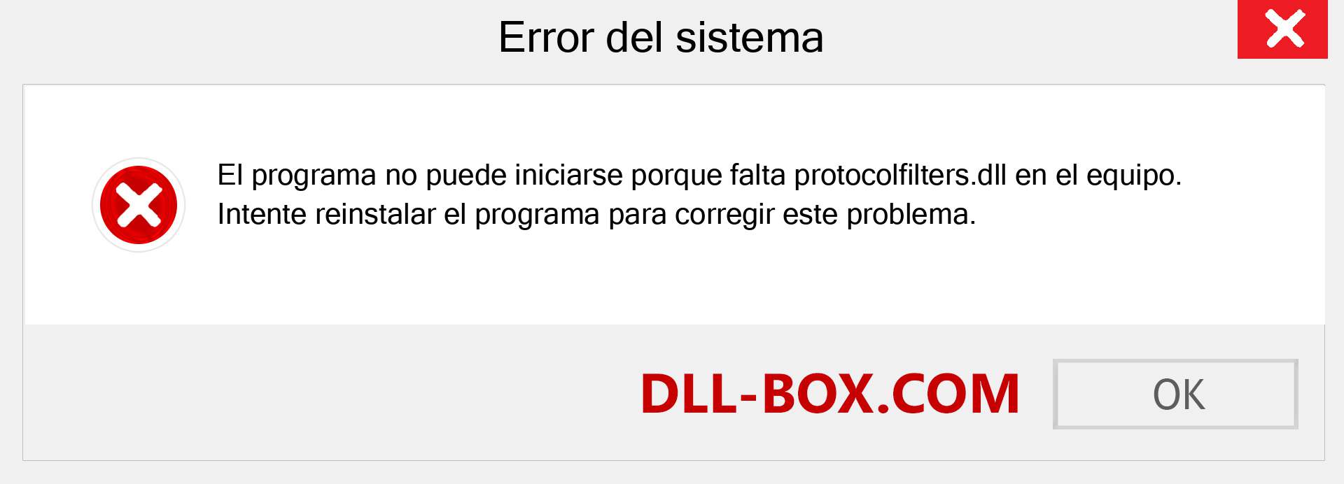 ¿Falta el archivo protocolfilters.dll ?. Descargar para Windows 7, 8, 10 - Corregir protocolfilters dll Missing Error en Windows, fotos, imágenes